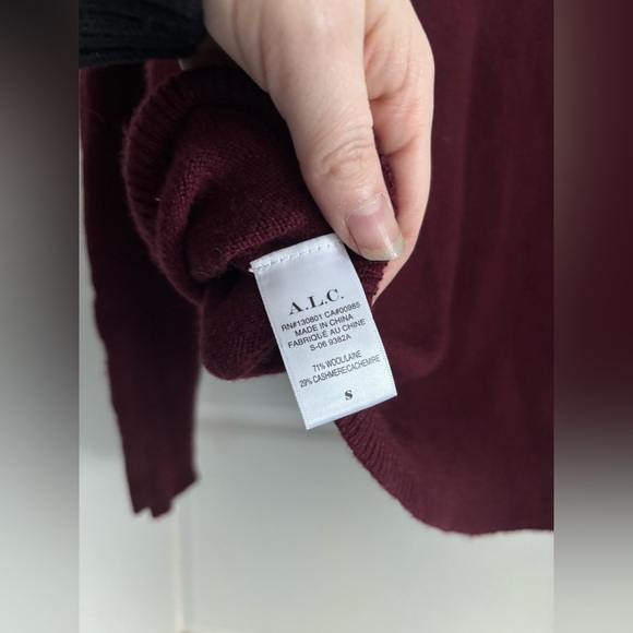 A.L.C Cashmere Blend Cut-Out Sweater Burgundy | Size Small | Luxe Modern Knit - Picture 6 of 7